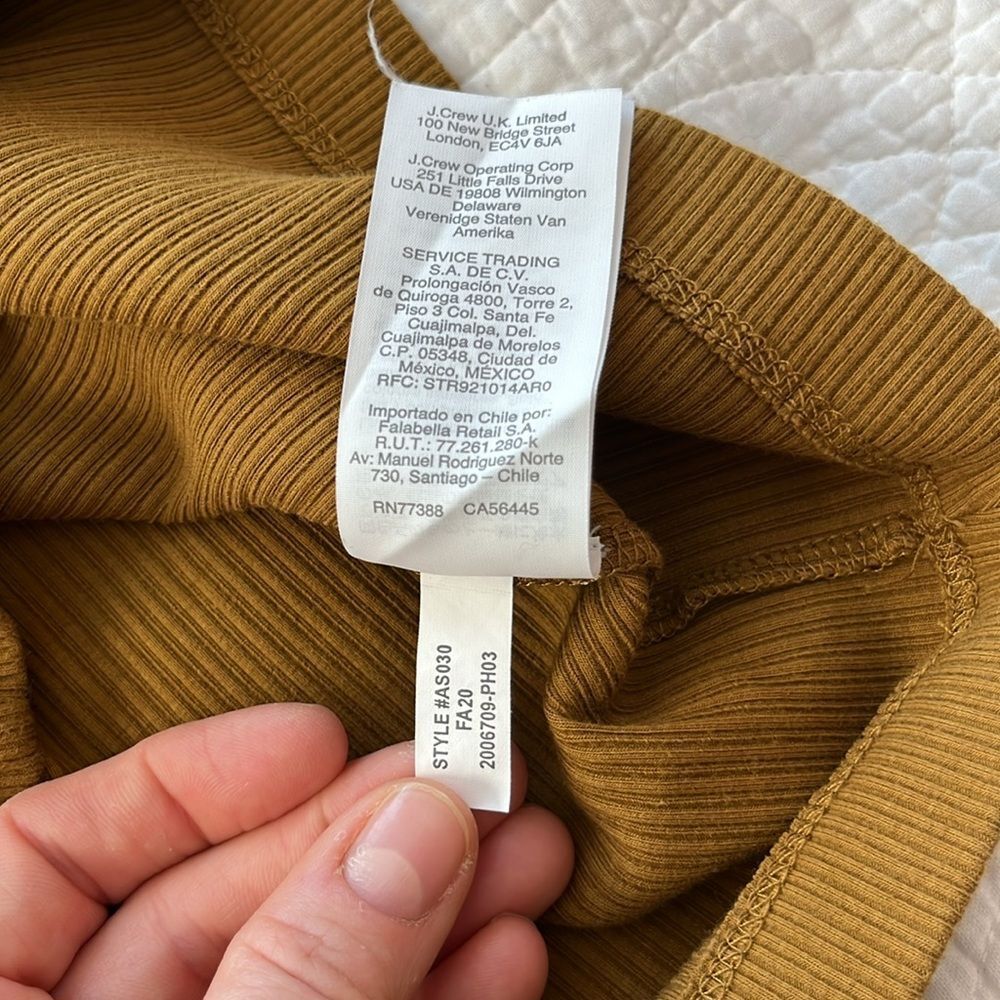 J Crew Ribbed Ruffle Neck Long Sleeve Shirt Bronzed Surplus Brown Women's Small - Picture 10 of 10